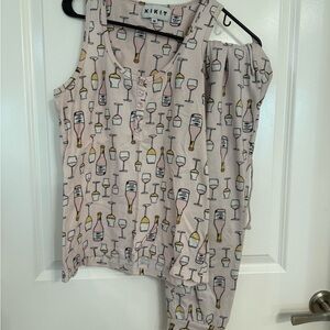 KIKIT Pink Wine Glass Pajama Set